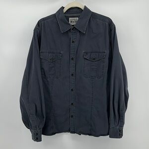Converse Men's Distressed Navy Casual Button Down Shirt Size XL